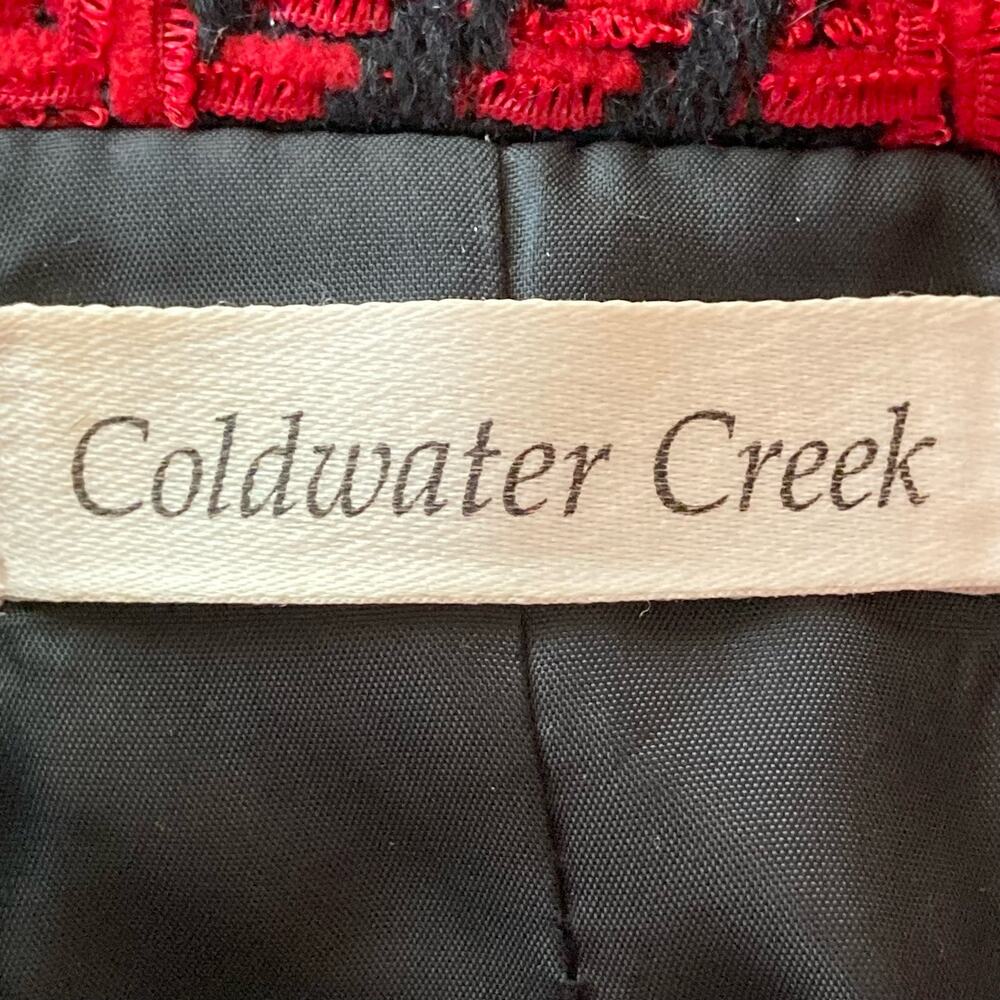 Coldwater Creek Red Black Tartan Plaid Tweed Blazer Size 6P Academia Career - Picture 9 of 12